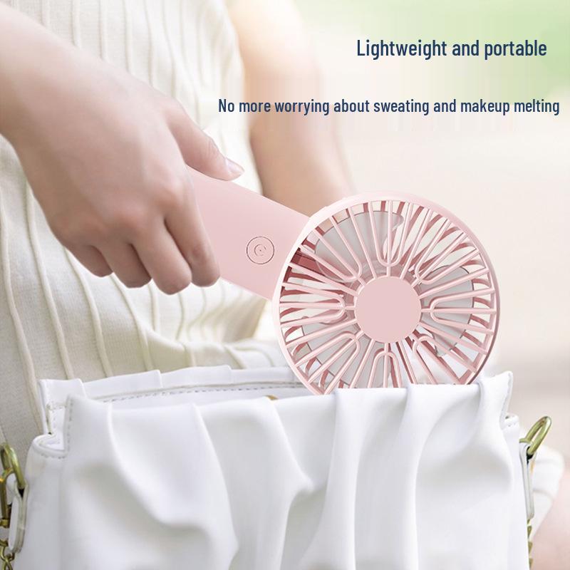 Portable USB Rechargeable Handheld Mini Fan - Silent, Strong Wind for Outdoor Use