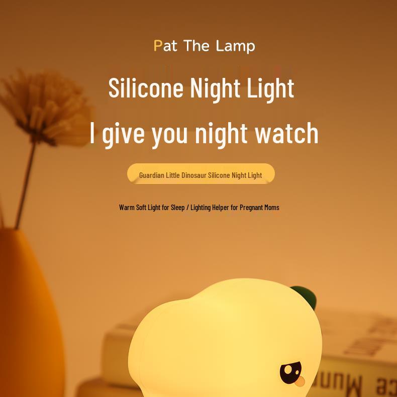 Cute Dinosaur LED Night Light - Silicone Tap Light & Creative Birthday Gift for Kids