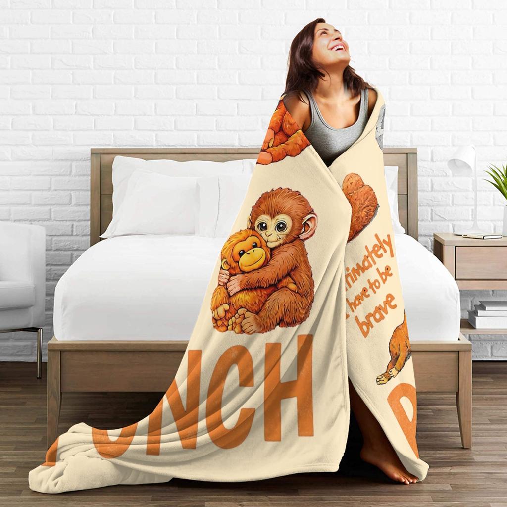 Ultimately I Have to Be Brave Lonely Punch Monkey Fleece Throw Blanket  Blankets for Home Travel Super Soft Plush Thin Quilt,