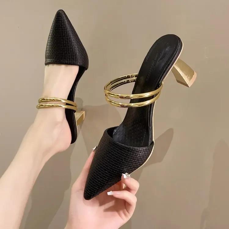 Sandals Women 2026 Summer High Heels Slippers Pu Heeled Sandals Stiletto Ladies Shoes Fashion Female Shoes Pumps