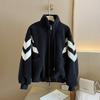 Womens Oversized Faux Fur Coat With Contrast Color Panel Thick Fleece Lined Winter Jacket Korean Style Long Sleeve Outerwear
