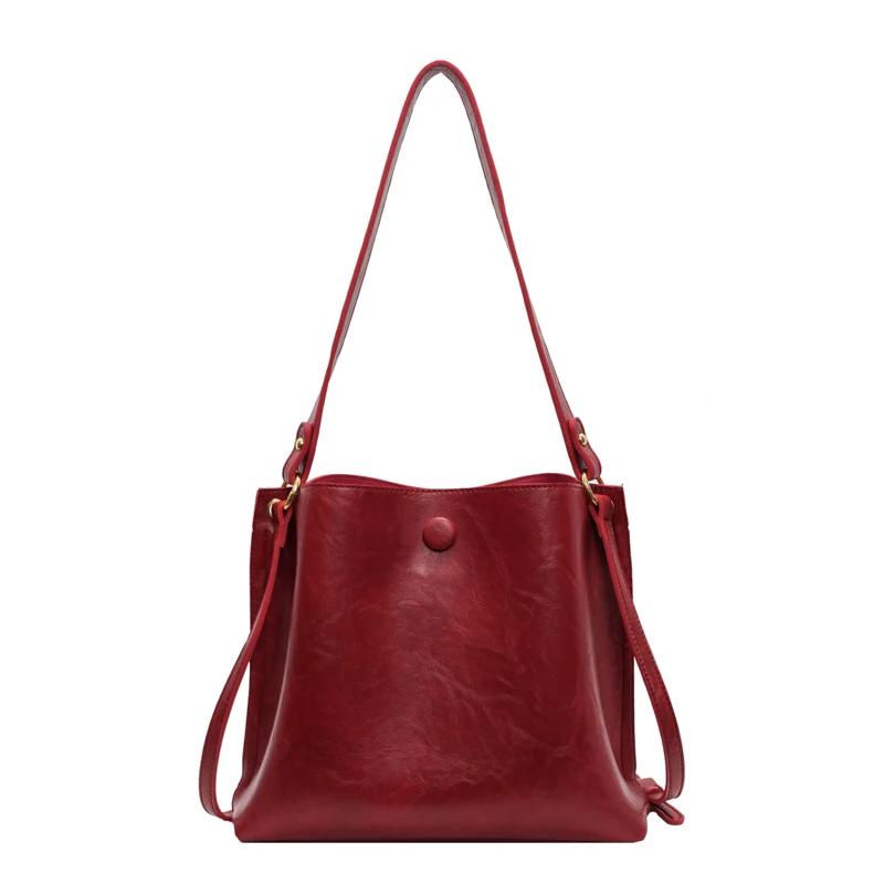 

Новая осенне-зимняя женская сумка, ретро-дизайн, большая вместительная сумка-ведро на одно плечо, косметичка через плечо