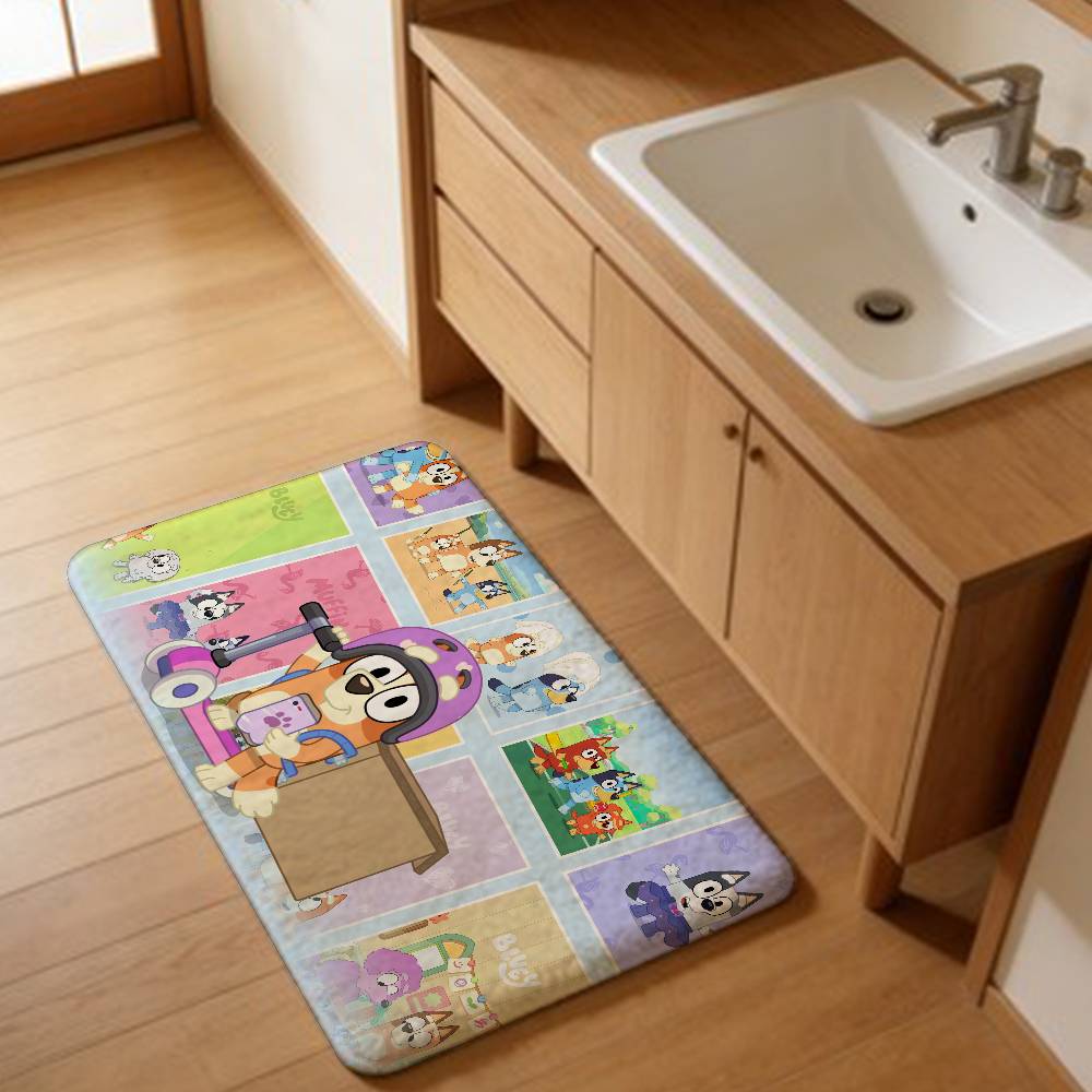 Cartoon B-Blueys Door Mat Washable Non-Slip Living Room Sofa Chairs Area Mat Kitchen Doormat Area Rug
