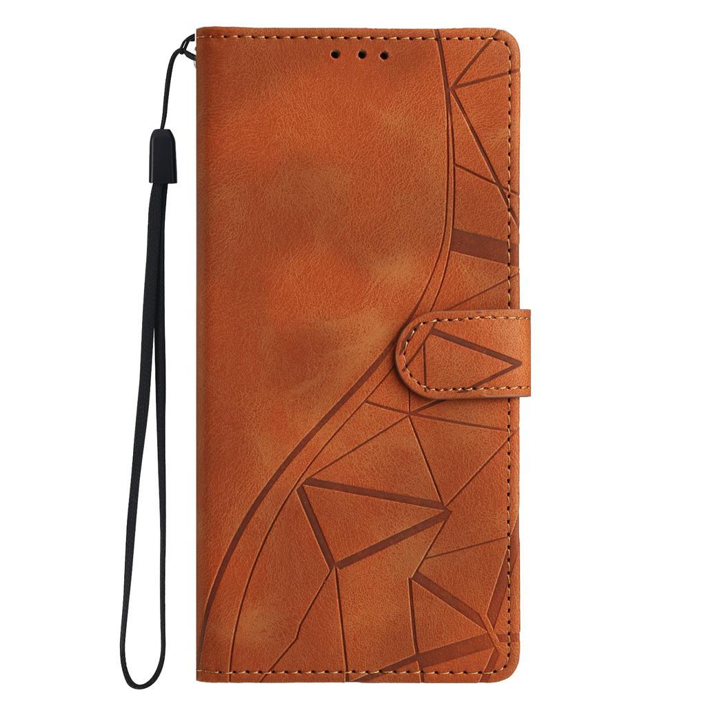 For Motorola Moto G55 5G Case Wallet Stand Imprinted Triangle Pattern Leather Phone Flip Cover