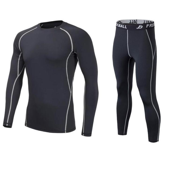 

Мужской быстросохнущий спортивный костюм с длинным рукавом для баскетбола и футбола - Дышащий базовый слой, фитнес-комплект L/180CM