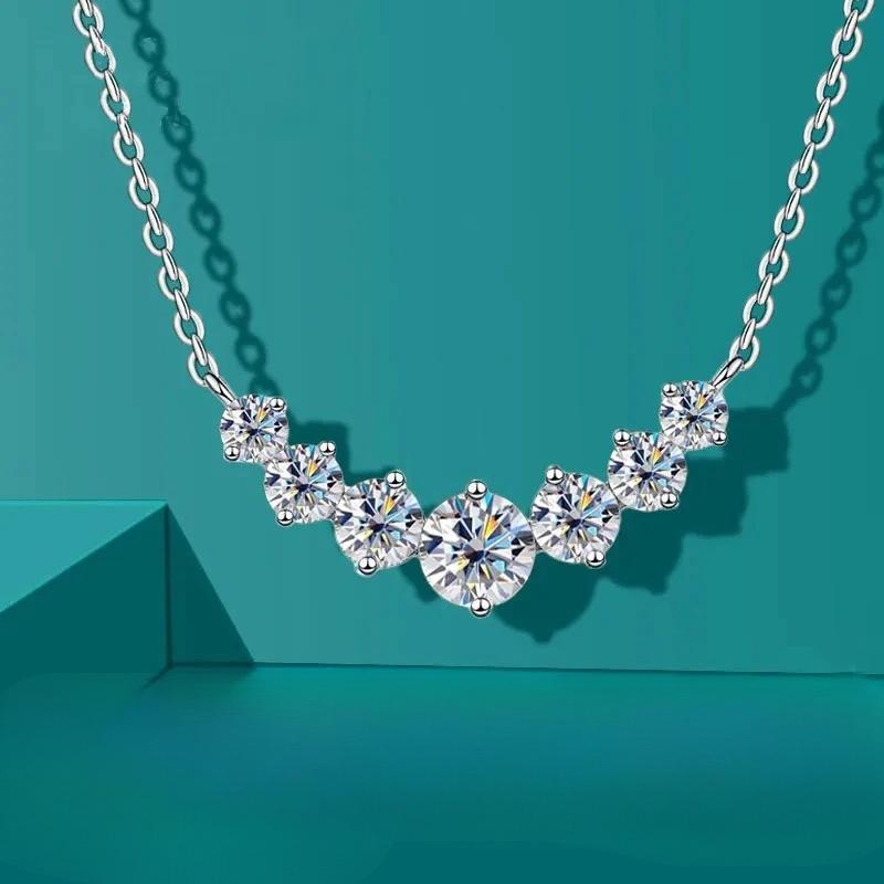 Moissanite Necklace for Woman Wedding Fine Jewely with Certificates Sterling Sliver Plated White Gold Necklace