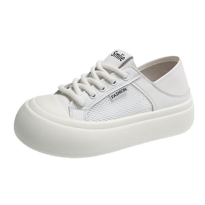 Ugly cute big head bread shoes women's 2024 new summer two and a half drag platform white shoes women's mesh breathable board shoes