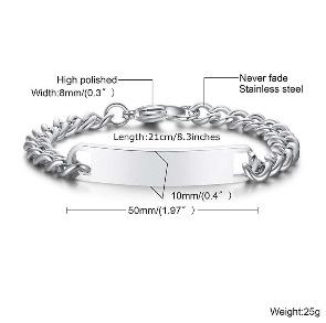 Personalized Bracelet Customizable Non Allergy Stainless Steel Bracelet for Men Women Free Engrave Name/letter/logo Custom Gifts