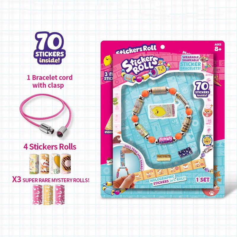 

Набор креативных книжек Sticki Rolls со 120 наклейками, носимые наклейки-браслеты, 1000+ коллекционных наклеек