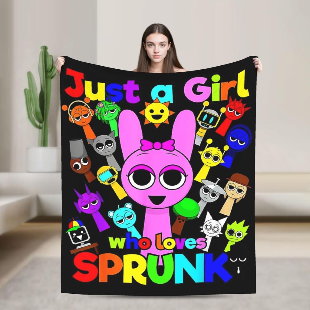 Sprunkies Kids Characters Sprunki Blankets Flannel Printed  Breathable Ultra-Soft Throw Blanket for Bed Office Rug Piece