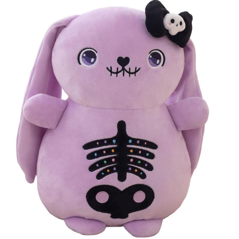 Purple Black Skull Rabbit Plush Toy Stuffed Animal Doll Bedroom Decoration Gift