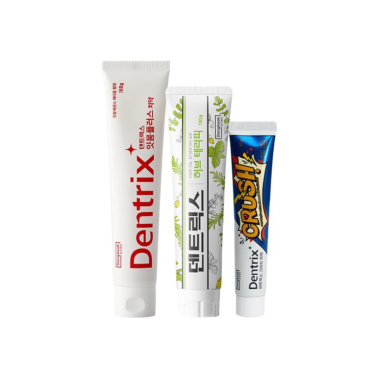 Dentrix Toothpaste 3 Types (Gum Plus 160g + Herb Therapy Toothpaste 130g + Crush Toothpaste 60g)