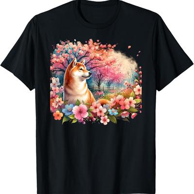 Shiba Inu bei Kirschblüten T-Shirt