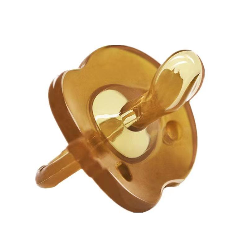 Round Flat Head Liquid Silicone Pacifier with Case & Anti-Drop Chain, Day/Night Use (2-Pack)