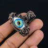 Evil Eye Pendant, 999 Copper Wire Wrapped Gemstone Jewelry, Handmade Pendant, For Mother Day