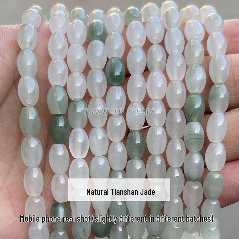 8/10mm Natural Tianshan Jade Old Shape Beads - Ice Jade Stone Apple Beads for DIY Jewelry