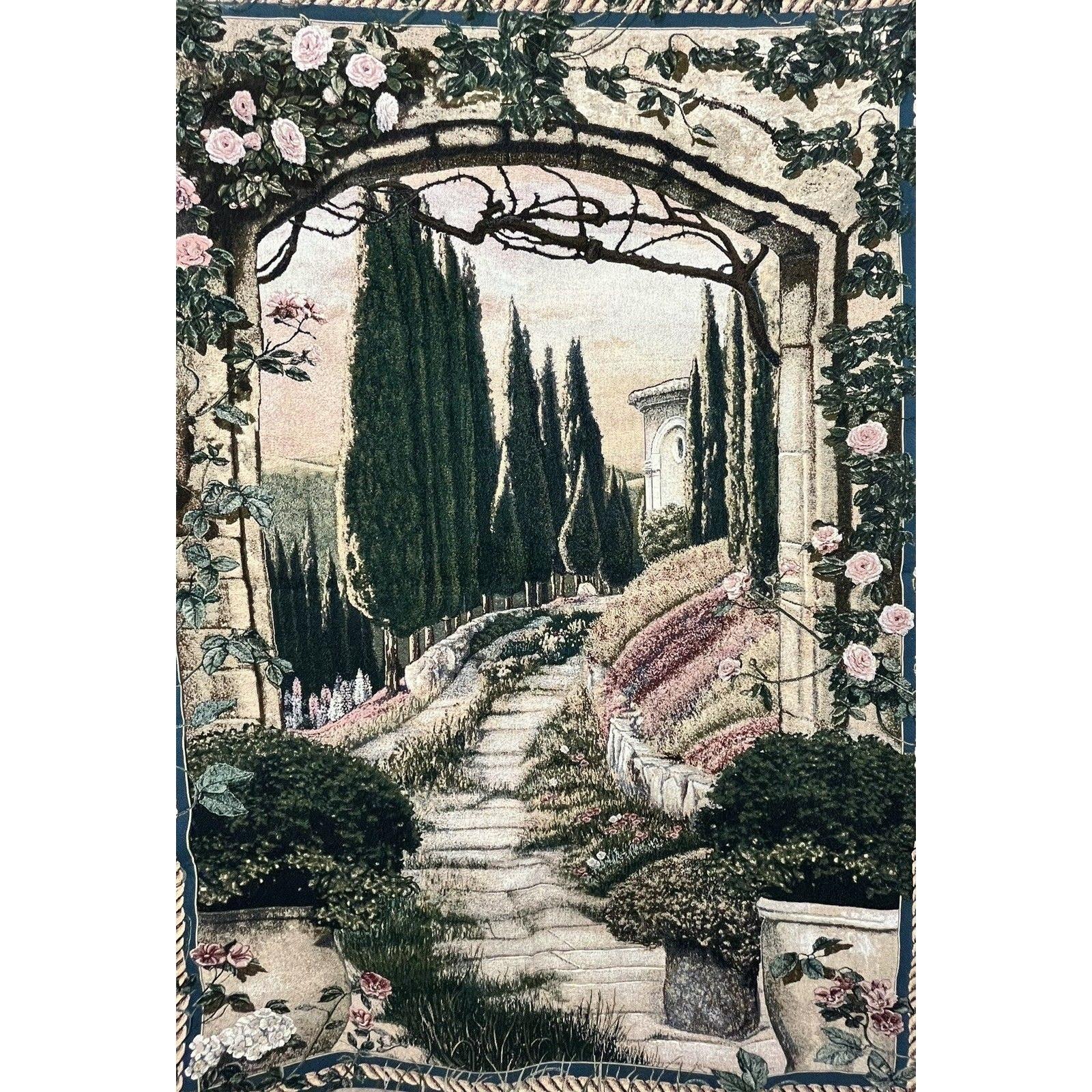 Tapestry vintage romantic medieval house x 75x100