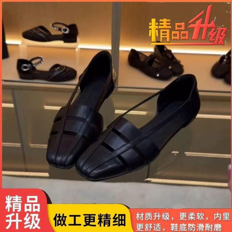 French Retro Style Light Mouth Bag Head Single Shoes Women's Summer Low Heel Hollow Sandals Fashionable Versatile Niche Evening Shoes