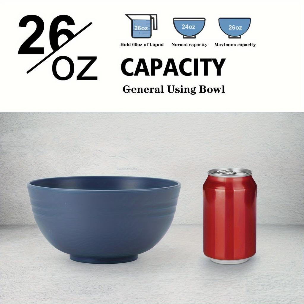 4pcs, Wheatgrass Cereal Bowl - Durable and Shatterproof, 26oz, Microwave and Dishwasher Safe, BPA Free, Classic Blue Kitchen