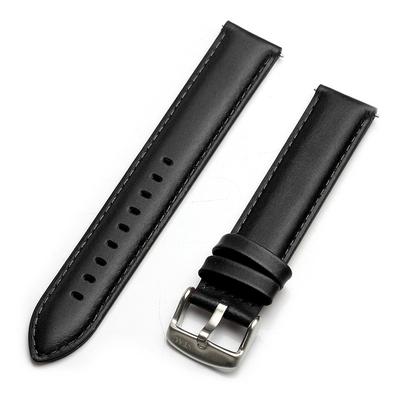 The Stack Replacement 18mm Italian Leather Strap, Wide, (Plain Black)