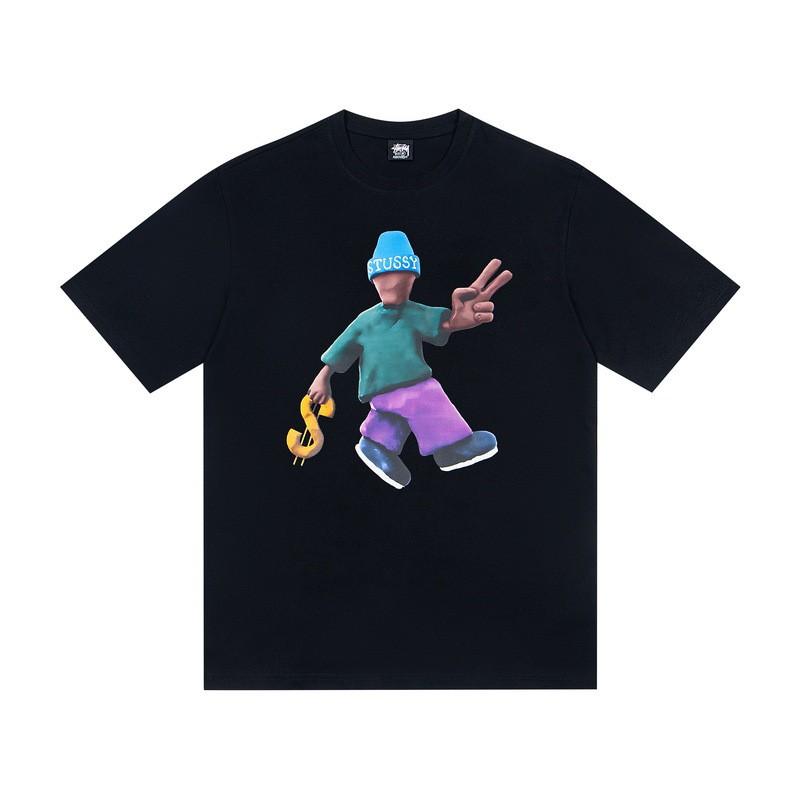 Camiseta de Algodón Unisex de Corte Holgado con Estampado de Letras Camiseta Casual de Manga Corta para Adolescentes y Adultos