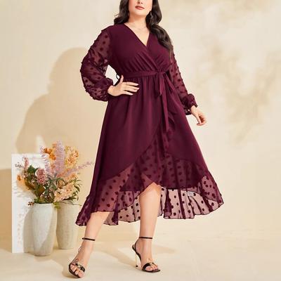 Plus Size Women's Printed Commuter Fashion Dress for Spring & Autumn