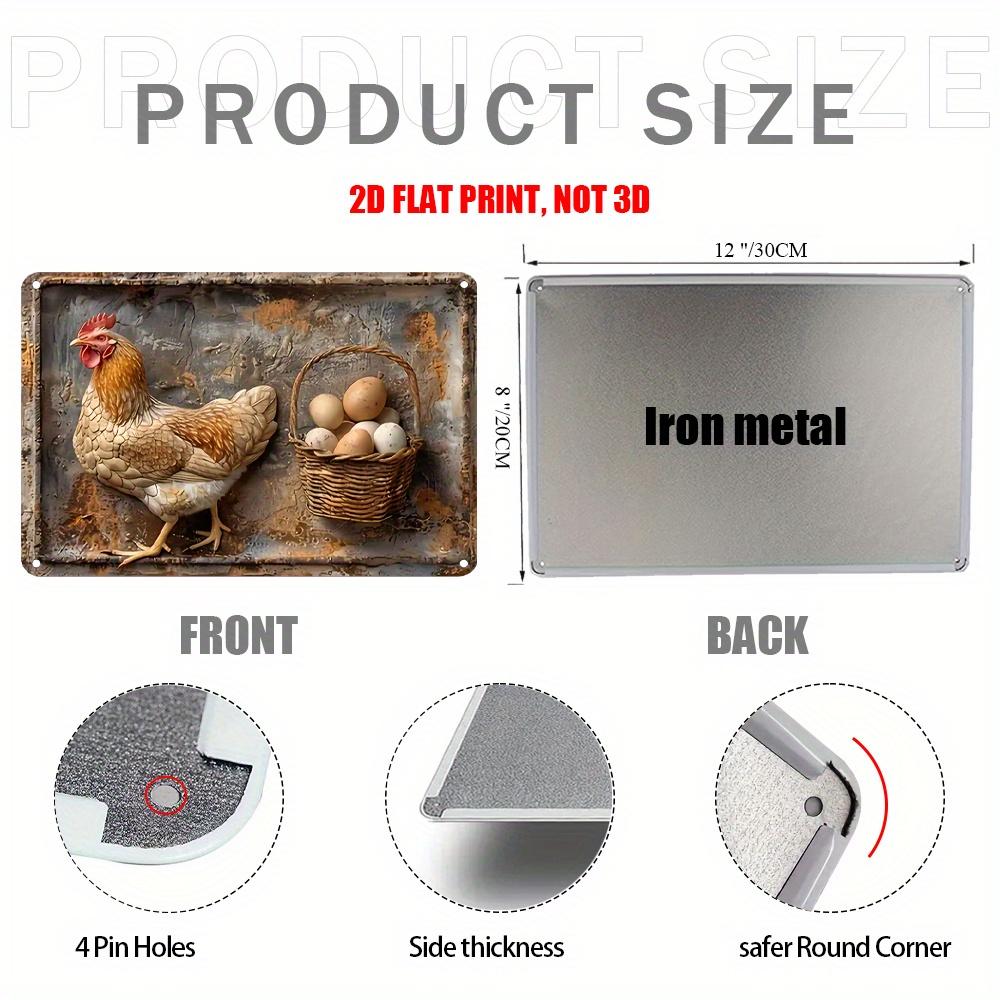 

Vintage Chicken Egg Metal Sign x Inch Rustic Farmhouse Decor Durable D Flat Wall Art for Kitchen Garden Patio Bar 20x30cm（7.8x11.8inch）