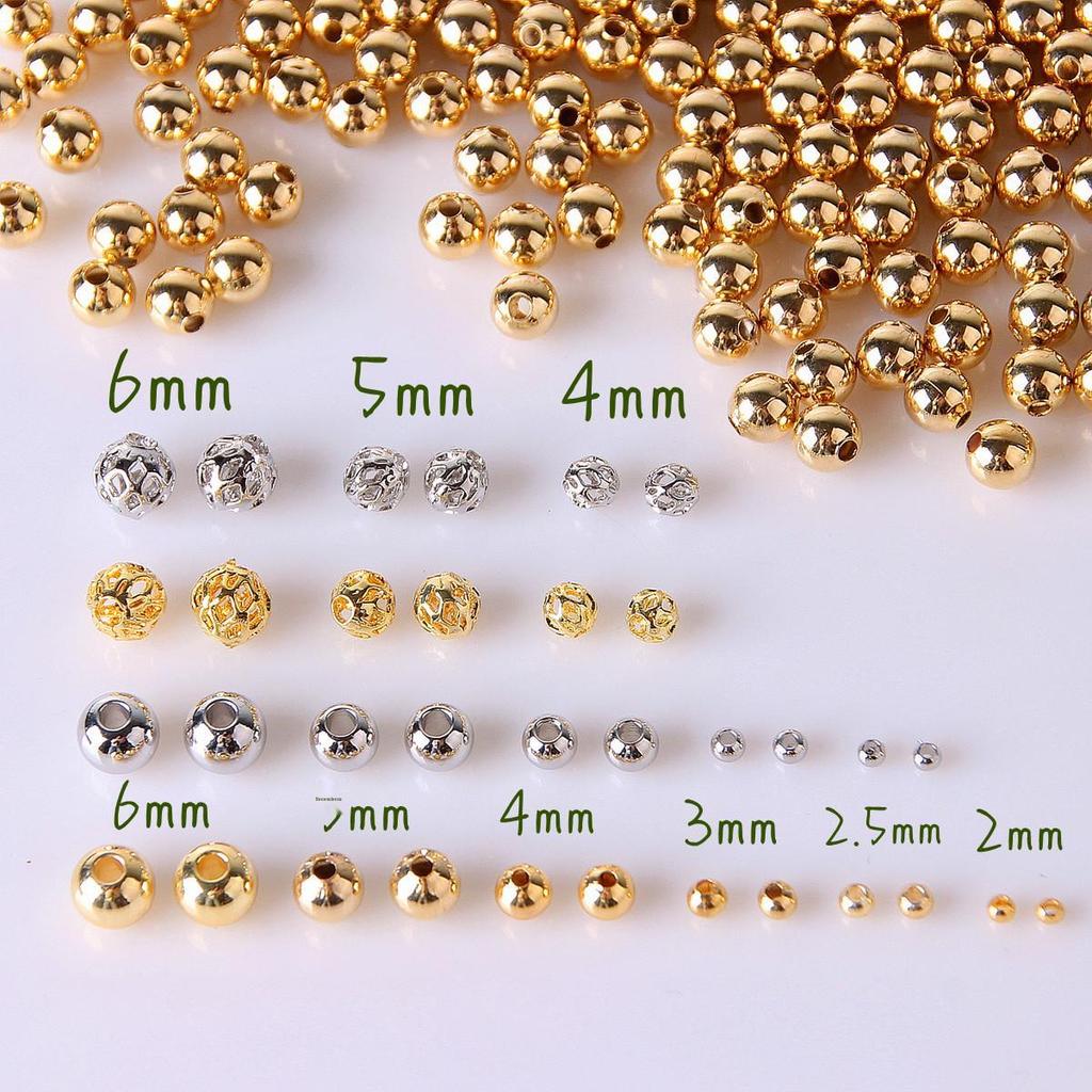 18k Gold Color-Preserving Beads: Small Round Gold-Filled Spacer Beads for DIY Jewelry and Handmade Bracelets.
