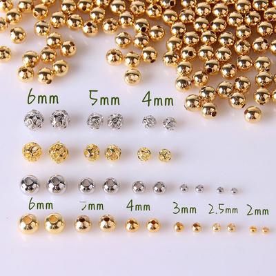 Contas de Ouro 18k com Preservação de Cor: Pequenas Contas Espaçadoras Redondas Banhadas a Ouro para Joias DIY e Pulseiras Feitas à Mão.