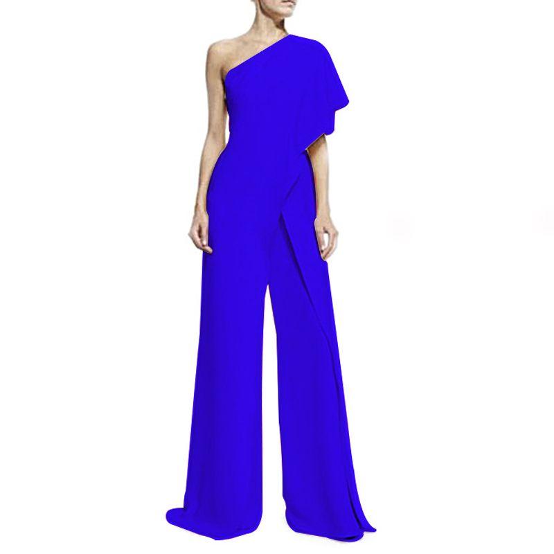 2022 European and American Leisure Sexy Sleeveless Sloping Shoulder Jumpsuit Casual One Shoulder Jumpsuit