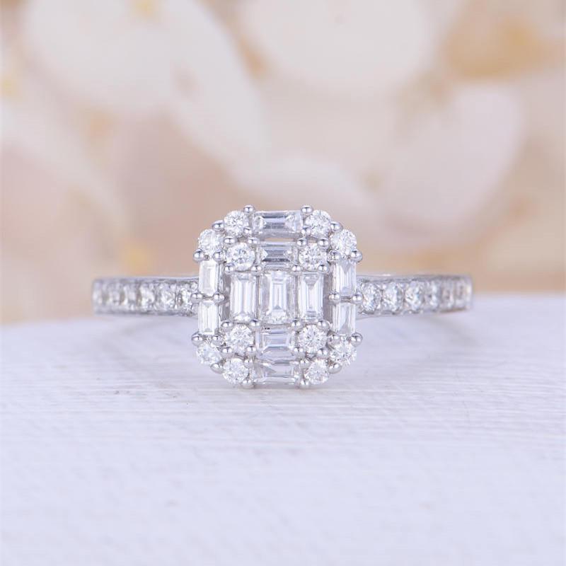 Women S Diamond-Encrusted Zircon Ring, Engagement Proposal Jewelry No. 8