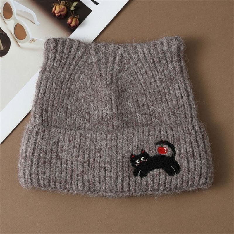 Lovely Cats Ears Hat Women Soft Plush Knitted Hat Trendy Winter Warm Hat for Fall and Winter
