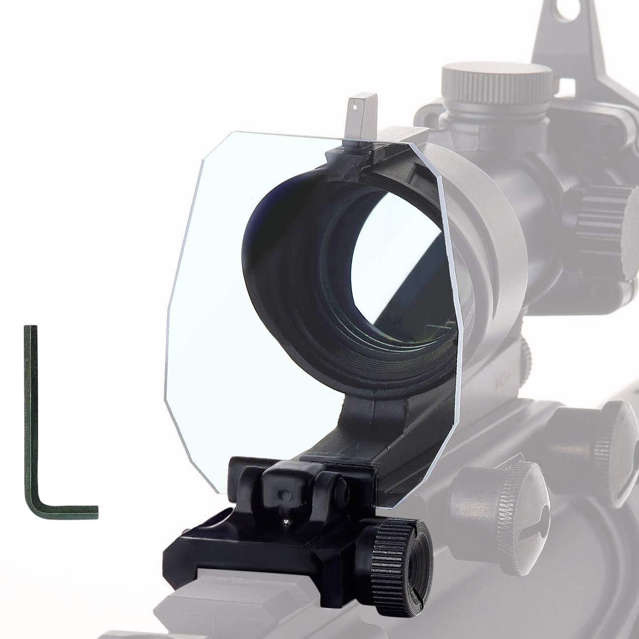 

AO&S Scope Shield [Tall Type] Polycarbonate 250x Magnification for Glass Scopes, Red Dot Sights, 73mm Total Height [Clear/Black]