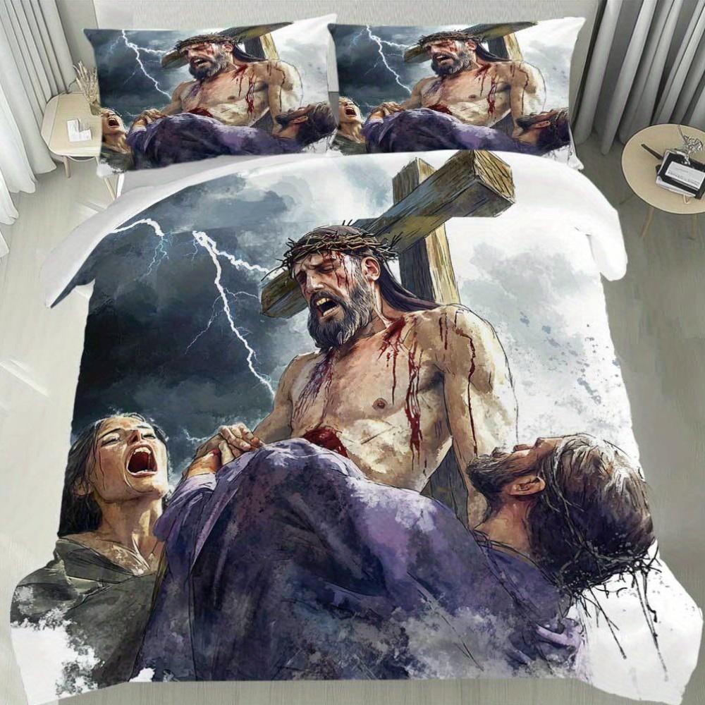 

Latacaca 3pcs Cross Bed Set Includes 1 Duvet Cover And 2 Pillow Covers a Perfect Holiday Gift for Merry Christmas EU Twin(135x200cm)