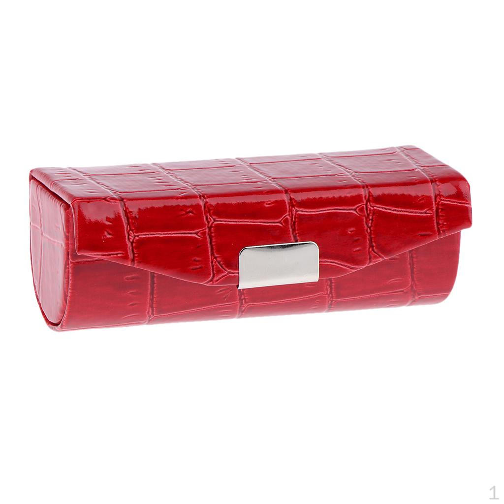 

Case with Cosmetic Mirror - Small Organizer Bag for Purse PU Leather Red