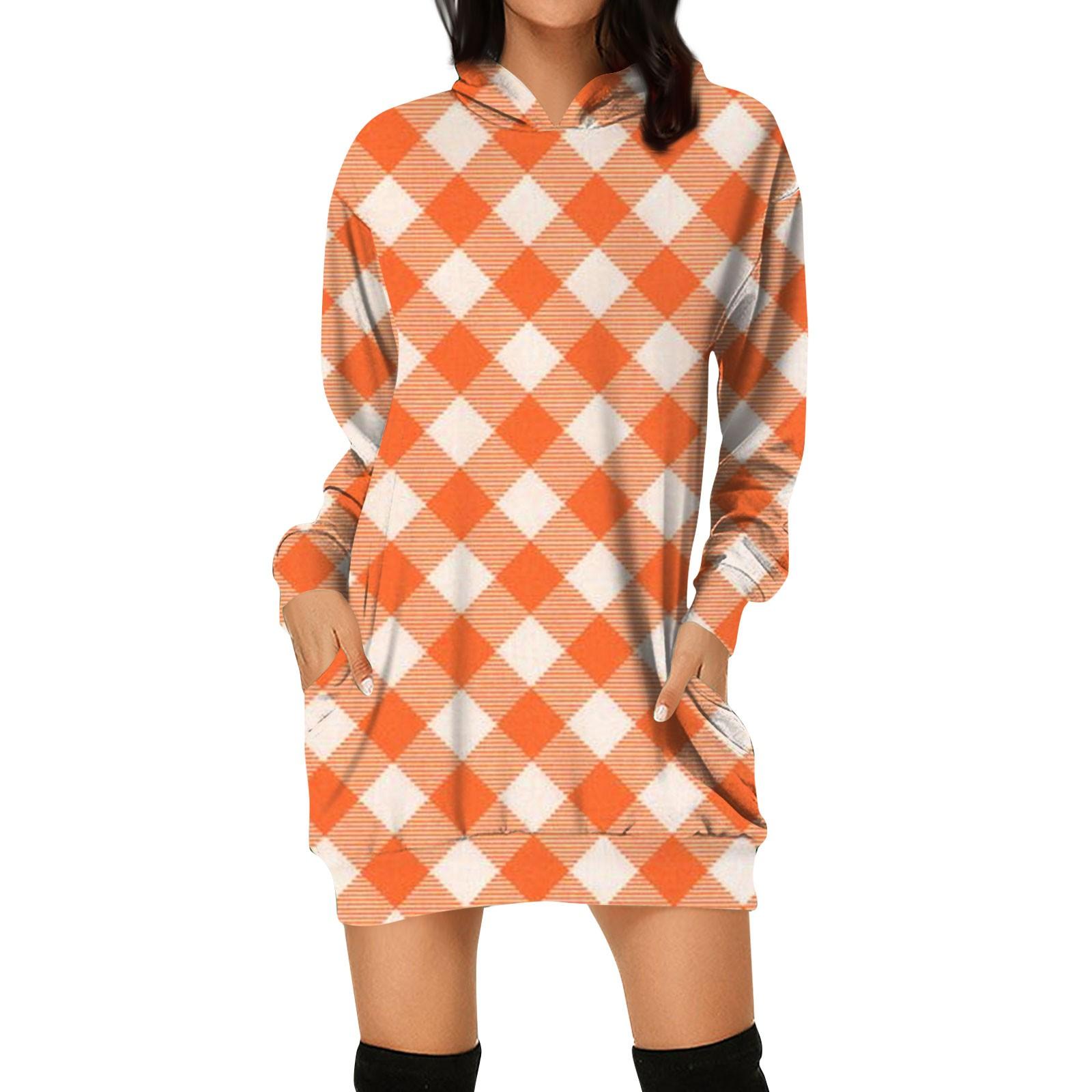 

Женское осеннее и зимнее платье-толстовка с капюшоном, платье с принтом на Хэллоуин XL жёлтый