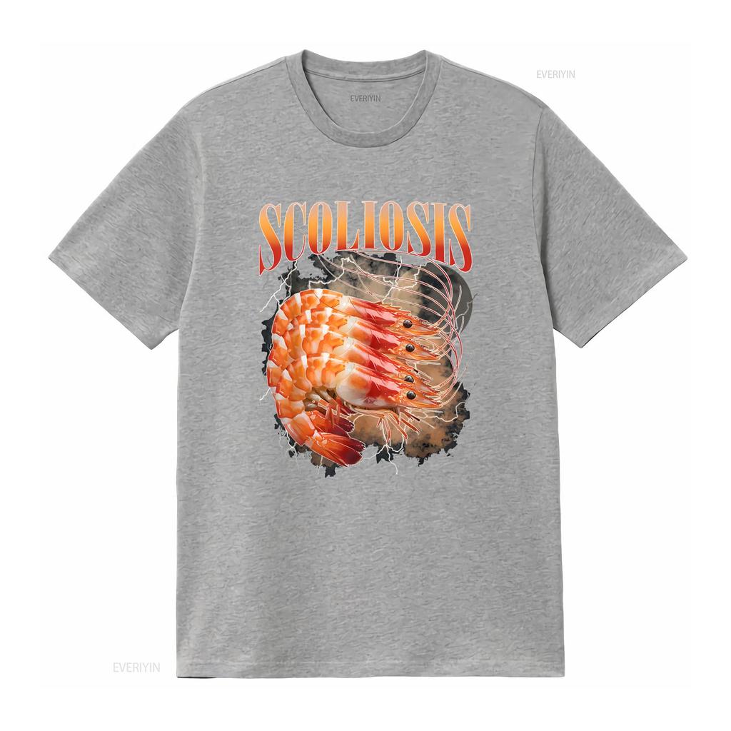 Scoliosis Shrimp T Shirt vintage Washed Versatile Top For Everyday Wear Stretched Comfortable Stylish Soft fashion Slightly