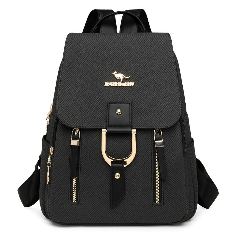 Schoolbag backpack women pu fabric texture commuting large capacity waterproof travel anti-theft backpack niche retro Baigou bag