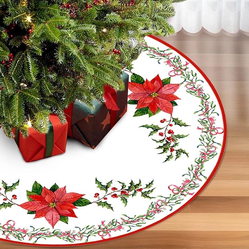 Weihnachtsbaumdecke Rund Große Größe Mehrere Muster Weihnachtsmann Rentier Schneeflocken Design für Weihnachten Heimdekoration