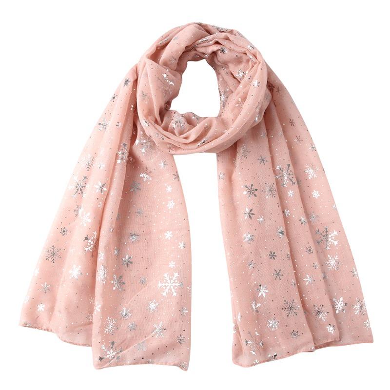 Autumn and Winter Scarf Women's New Christmas Gift Snowflake Hot Silver Polka Dot Silk Scarf Cotton Shawl Christmas Scarf