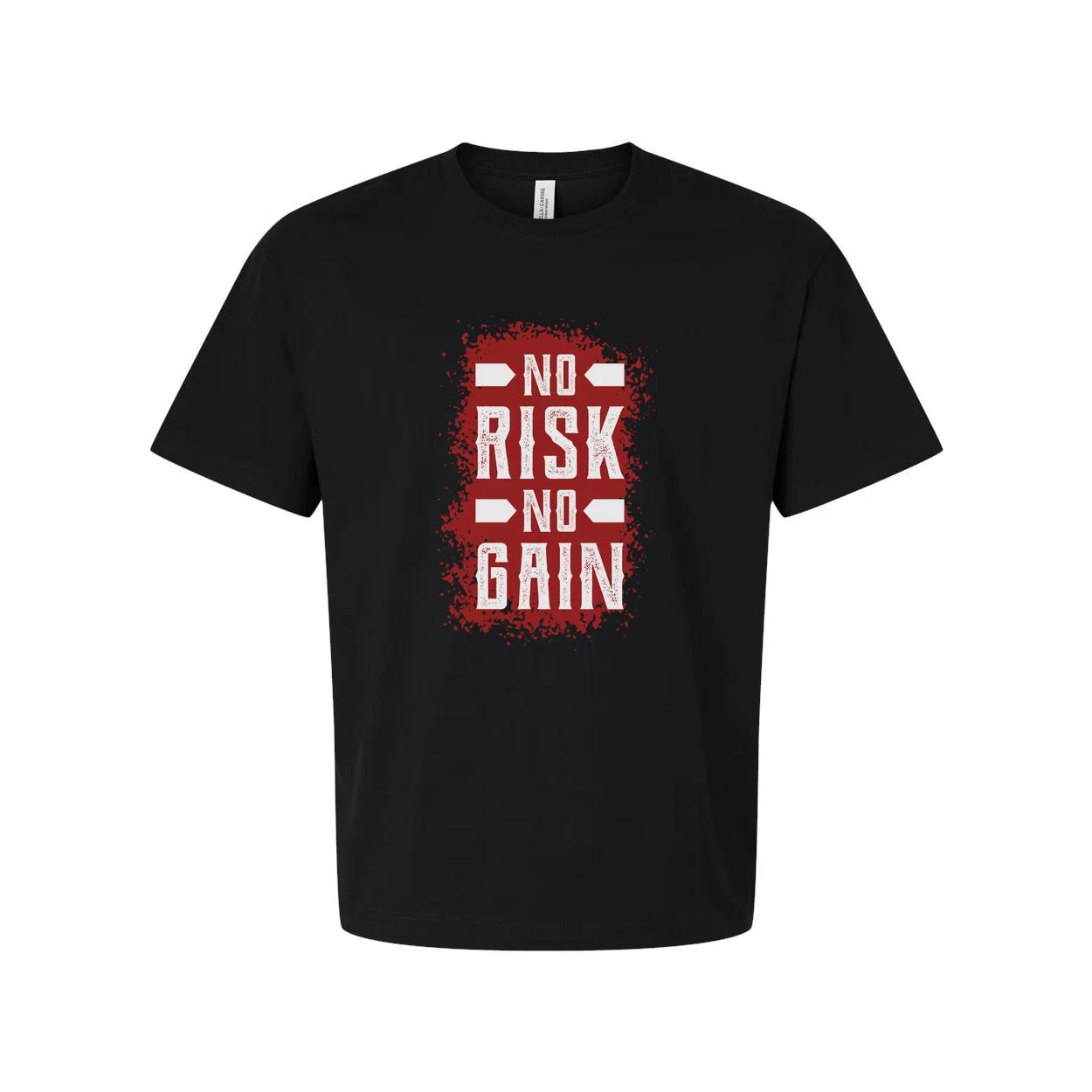 No Risk No Gain Unisex Graphic T Shirt With Bold Red Splatter Print Short Sleeve 4XL