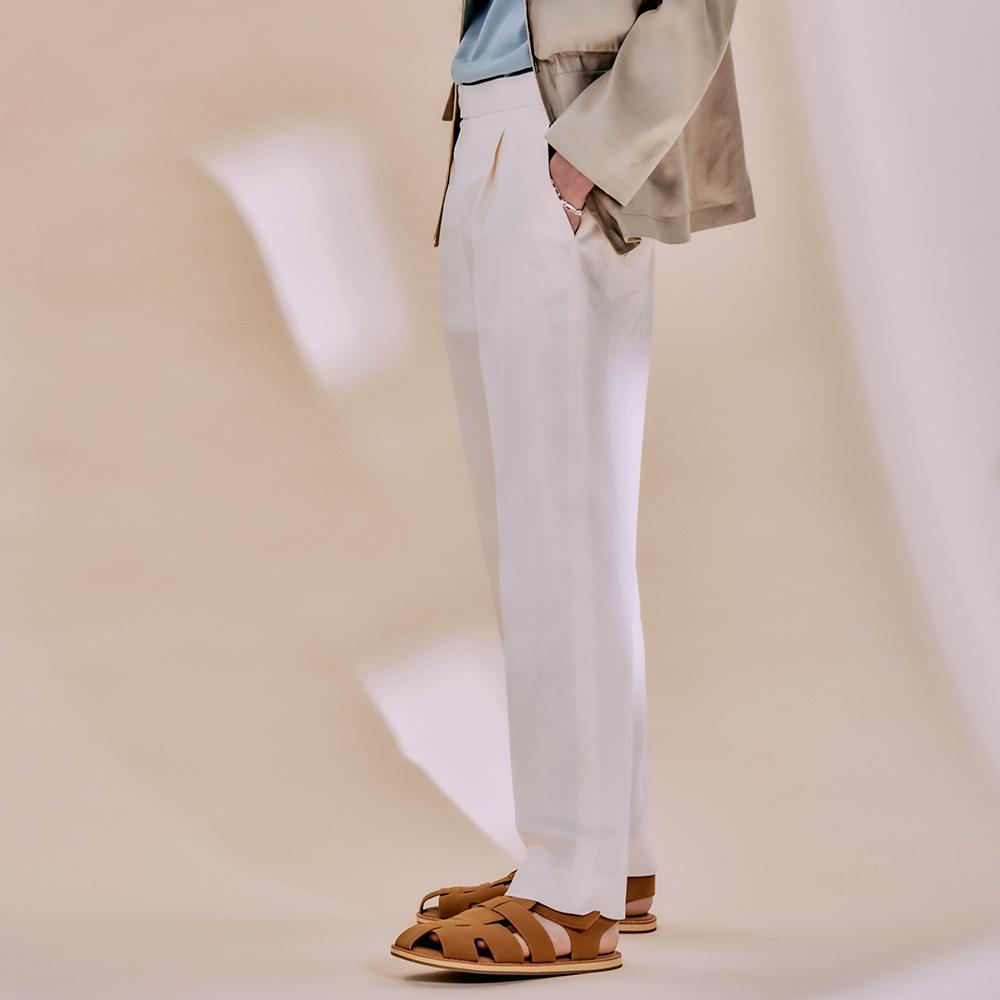 EDWARDMAX Linen & Cotton Elastic Waist Pants (Ce)