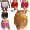 Sequins Belly Dance Waist Chain 4-Layer Tassel Hip Scarf Latin Dance Hula Short Skirt  Party