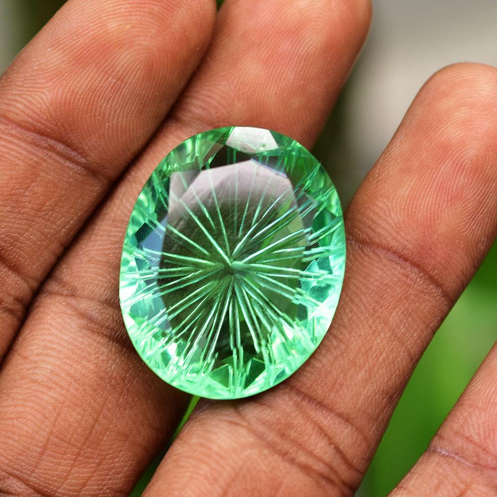 NATURAL Green Topaz 44 Ct Oval Cut Loose Gemstone For Collection