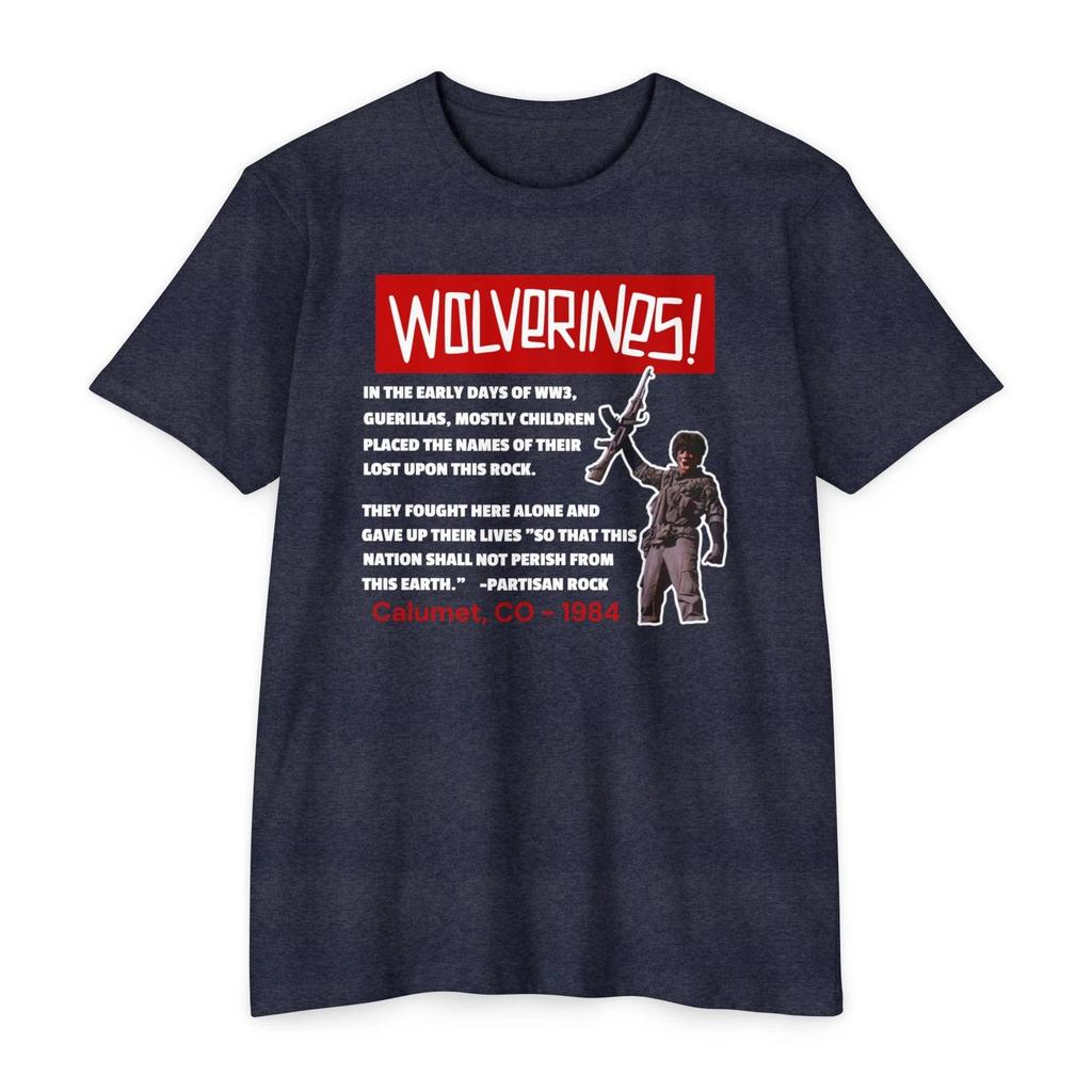 Wolverines Red Dawn Partisan Rock 100% Cotton T-shirt Mens Womens Tees Top, Vintage Nostalgiat, 80s 90s Nostalgia