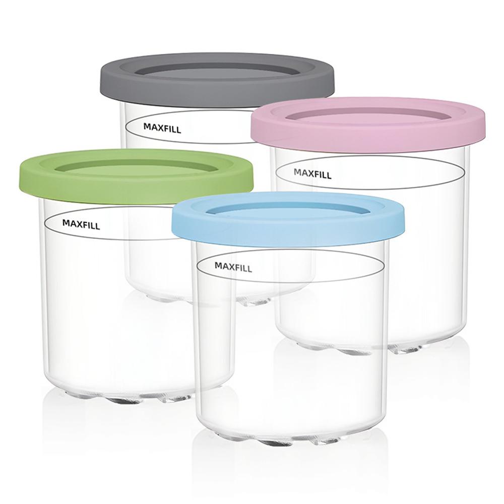 4Pcs Ice Cream Pints Cups For NINJA- CREAMIs NC299AMZ/NC300s Series Ice Cream Maker Replacements Storage Jar With Sealing Lids