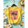 Sun Salt Sand Coconut Tree Prints T-Shirts Womens Summer Short Sleeve T Shirt O-Neck Oversized Tops Basic Soft Clothes