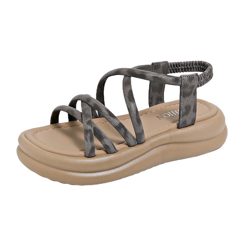 Sandals women's 2025 new summer thick-soled one-word belt versatile fashion flat-bottomed muffin women's shoes