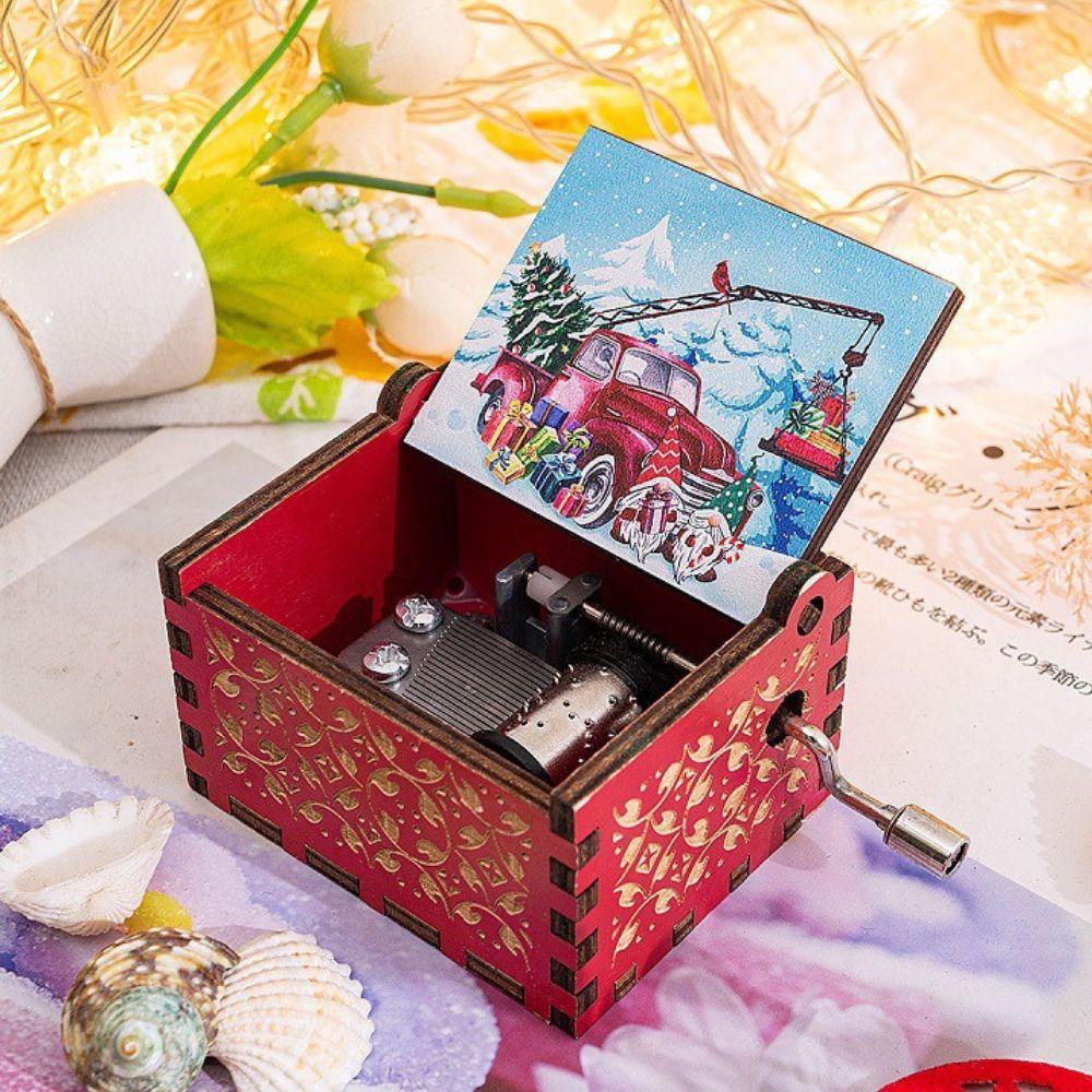 Wooden Hand Crank Music Box Anime Theme Halloween Merry Christmas Decoration Home Christmas Birthday Gift