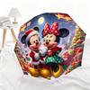 1pc Disney Mickey and Minnie Christmas Automatic Umbrella, All-Occasion Dual-Purpose Umbrella for Rain or Shine, Portable Fold